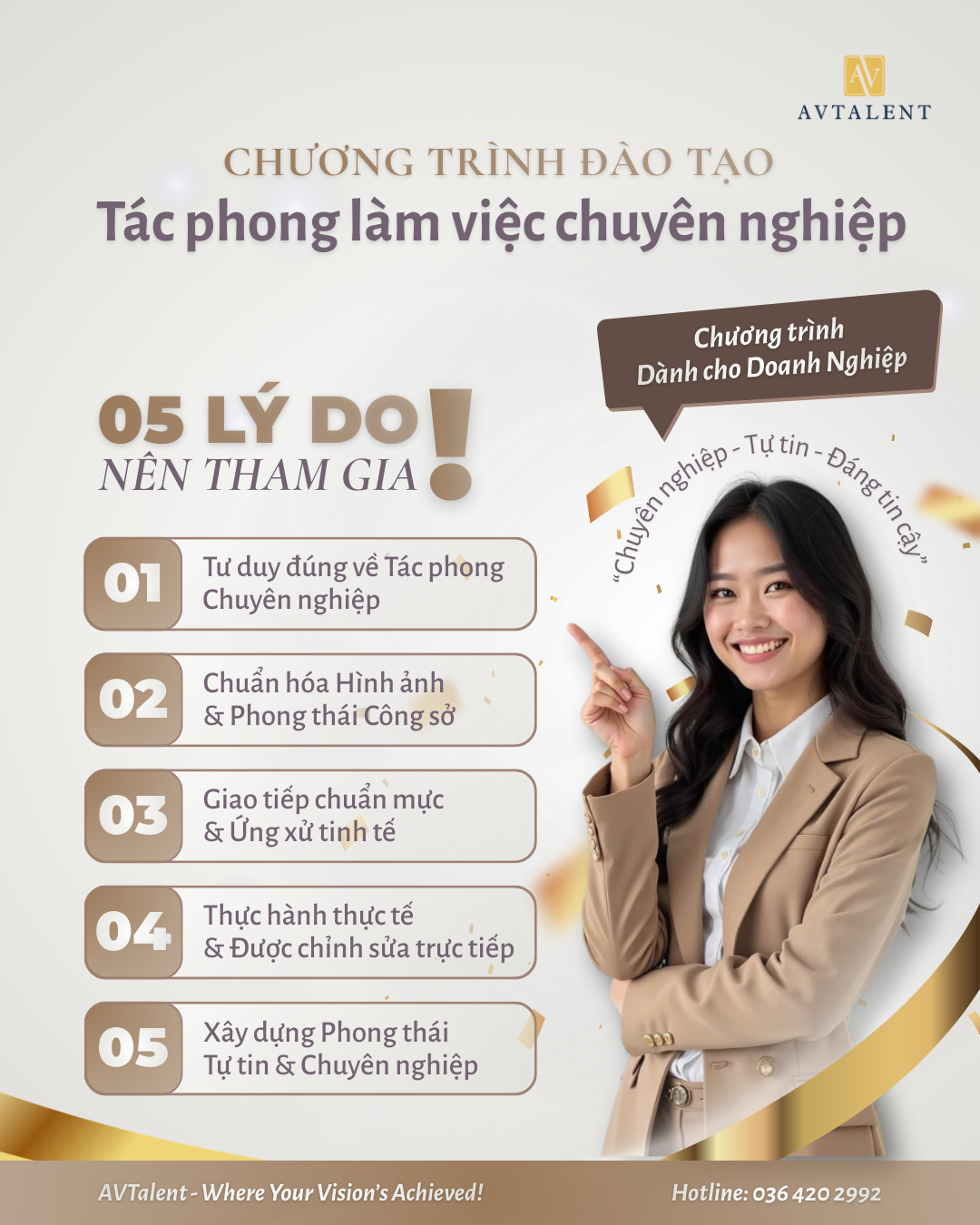 Gặp gỡ đội ngũ chuyên gia đào tạo tác phong làm việc chuyên nghiệp tại AVTalent